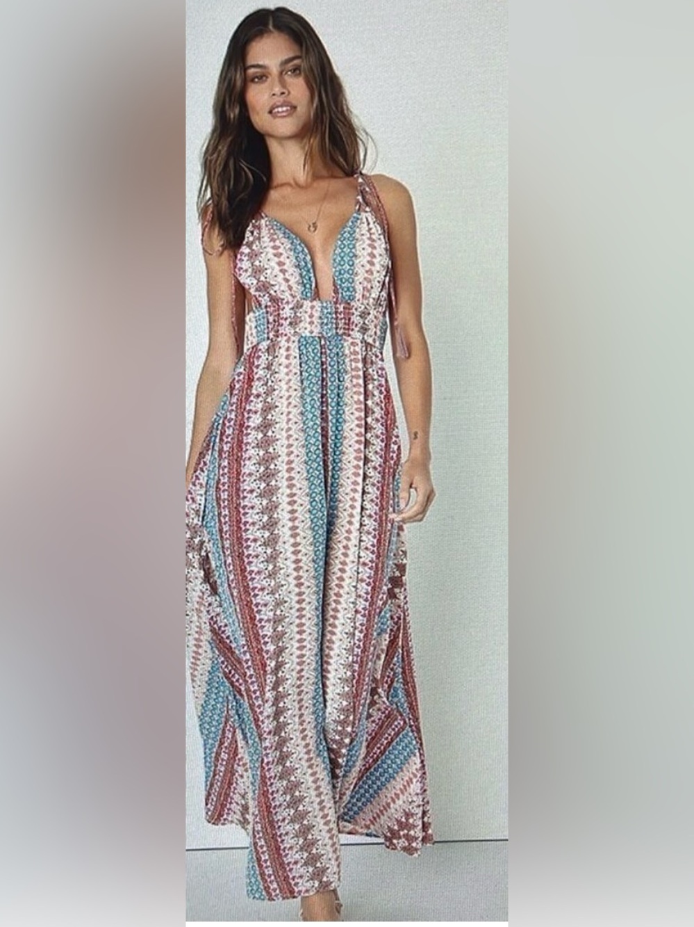 Lulu's Multicolor Striped Maxi Skirt in Pink, Blue & Brown